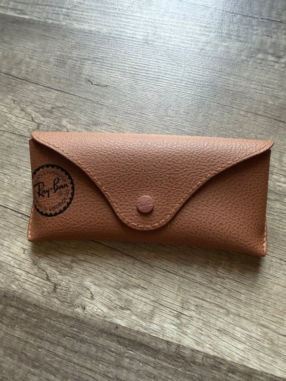 Ray-Ban Brown Faux Leather Sunglasses Case With Button Closure